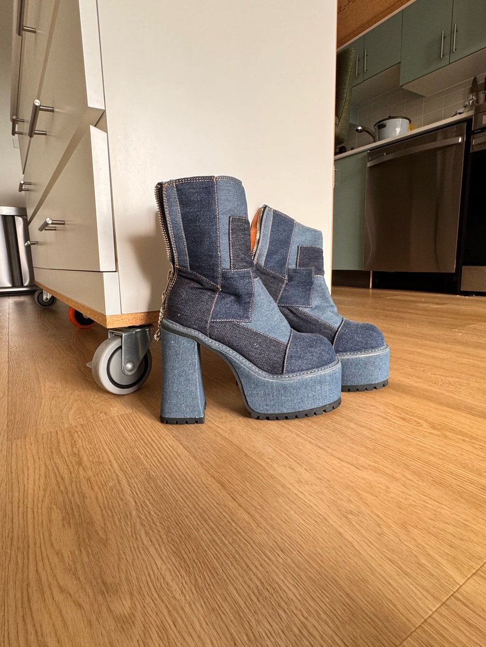 Dolls Kill x Bratz Denim Patchwork Platform Boots